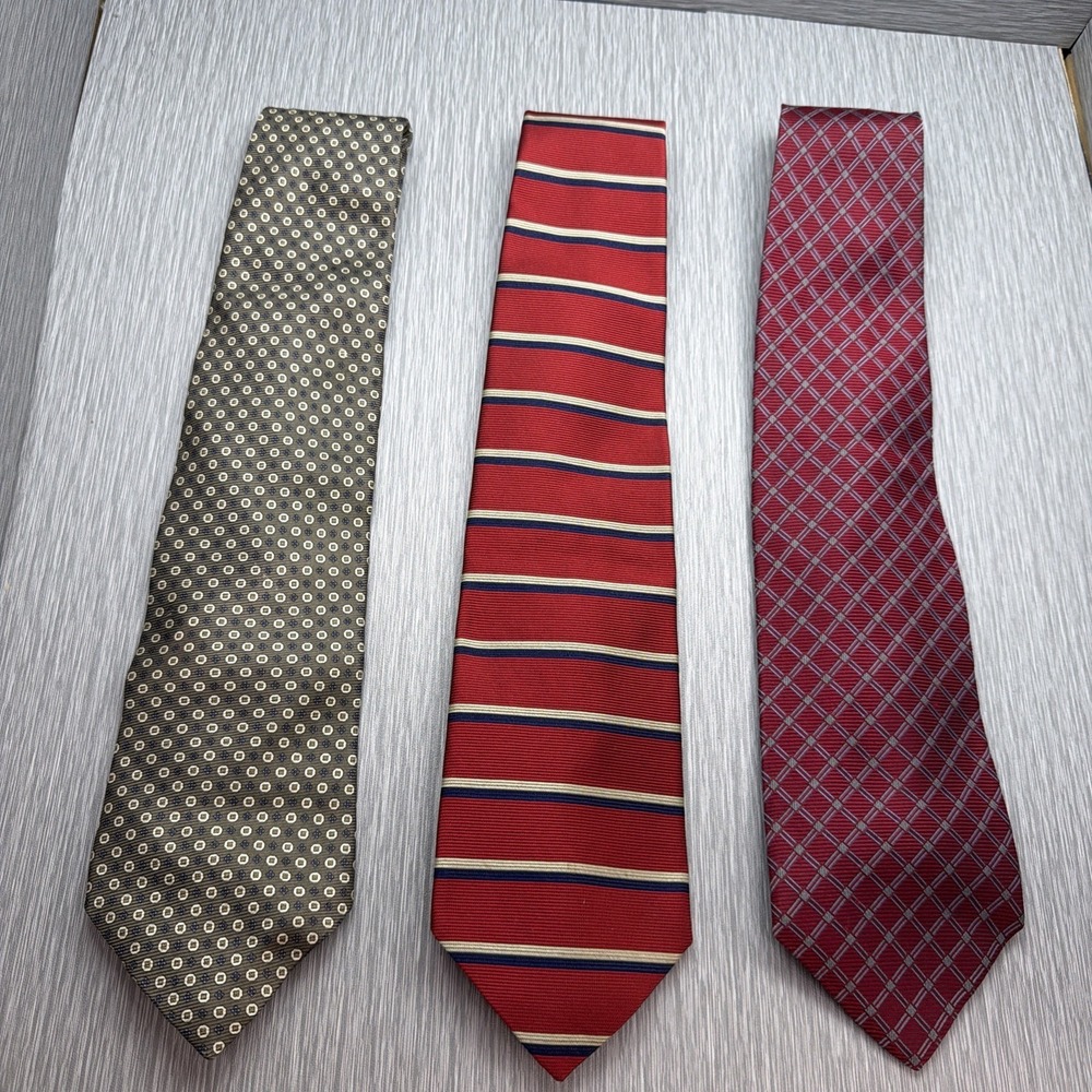 Brooks Brothers Silk Tie Lot 3 Mens Designer Neckties Striped Geometric Classic